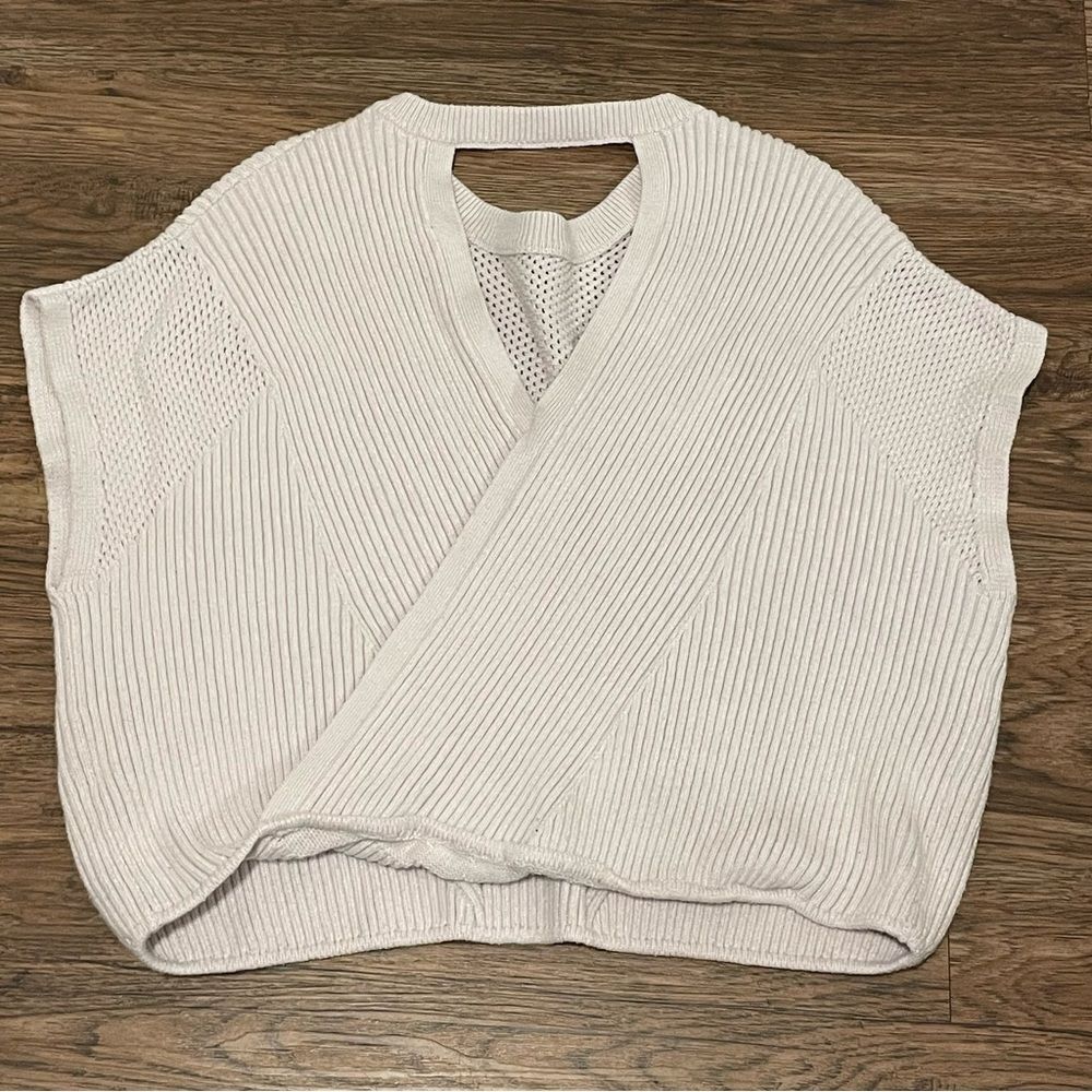 Express Asymmetrical Open Stitch Cutout Back Sleeveless Sweater Orchid Hush L - Picture 10 of 10